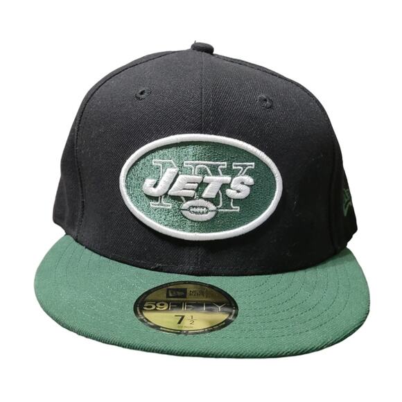 New Era 59Fifty New York Jets NFL Fitted Cap Size 7 1/2 Black Embroidered Logo - Picture 1 of 8